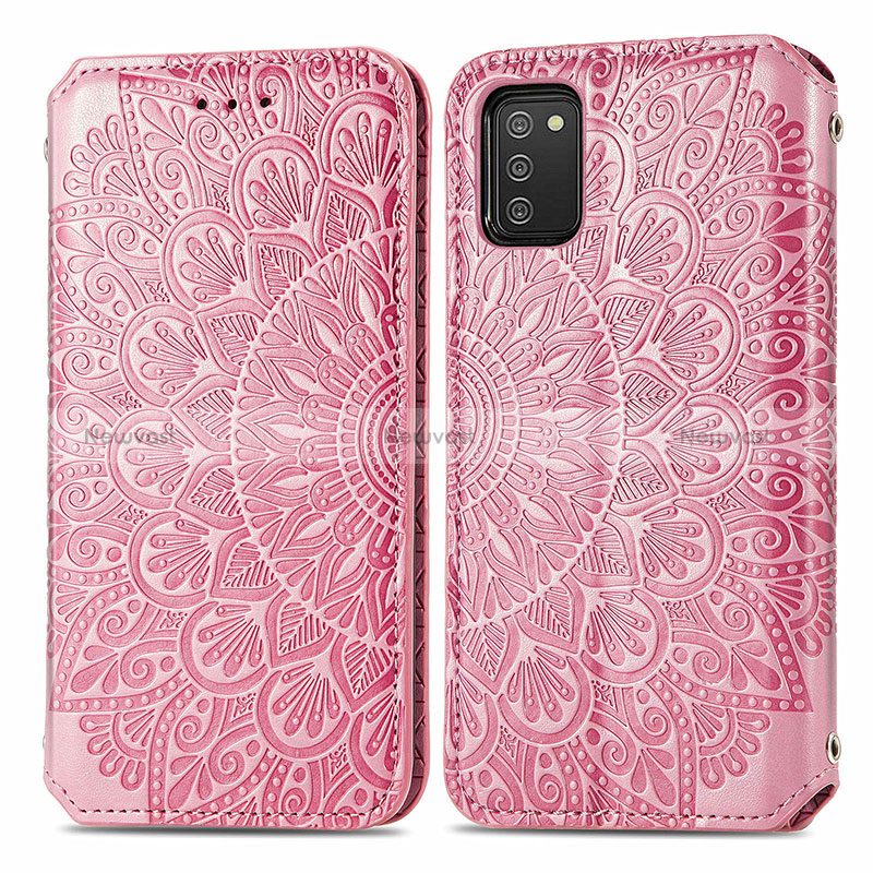 Leather Case Stands Fashionable Pattern Flip Cover Holder S01D for Samsung Galaxy M02s