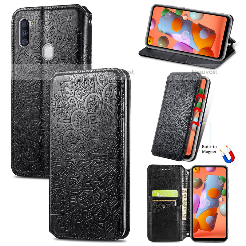 Leather Case Stands Fashionable Pattern Flip Cover Holder S01D for Samsung Galaxy M11