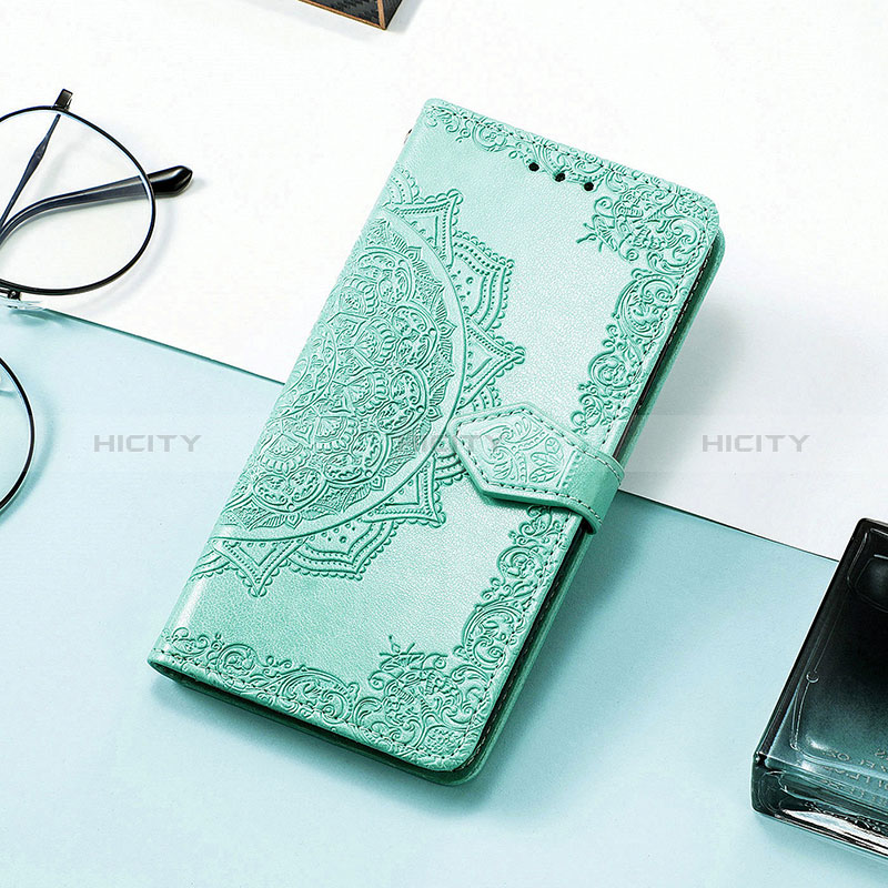 Leather Case Stands Fashionable Pattern Flip Cover Holder S01D for Samsung Galaxy M13 4G Green