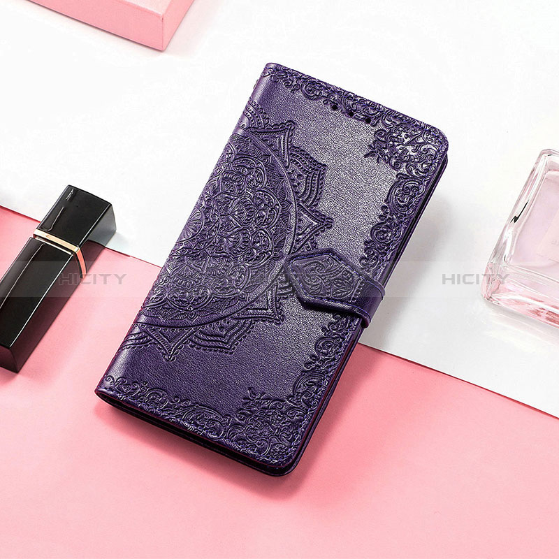 Leather Case Stands Fashionable Pattern Flip Cover Holder S01D for Samsung Galaxy M13 4G Purple