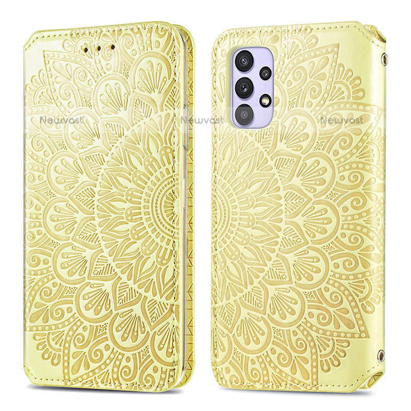 Leather Case Stands Fashionable Pattern Flip Cover Holder S01D for Samsung Galaxy M32 5G