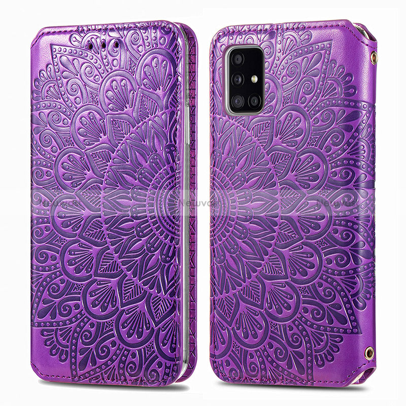 Leather Case Stands Fashionable Pattern Flip Cover Holder S01D for Samsung Galaxy M40S Purple