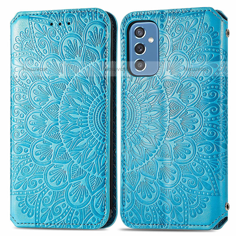 Leather Case Stands Fashionable Pattern Flip Cover Holder S01D for Samsung Galaxy M52 5G