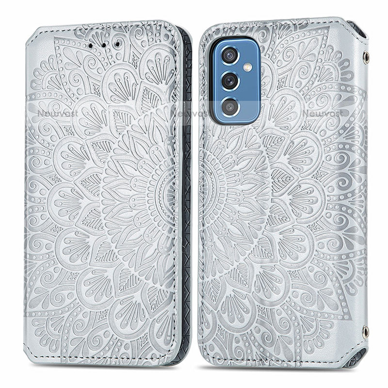 Leather Case Stands Fashionable Pattern Flip Cover Holder S01D for Samsung Galaxy M52 5G