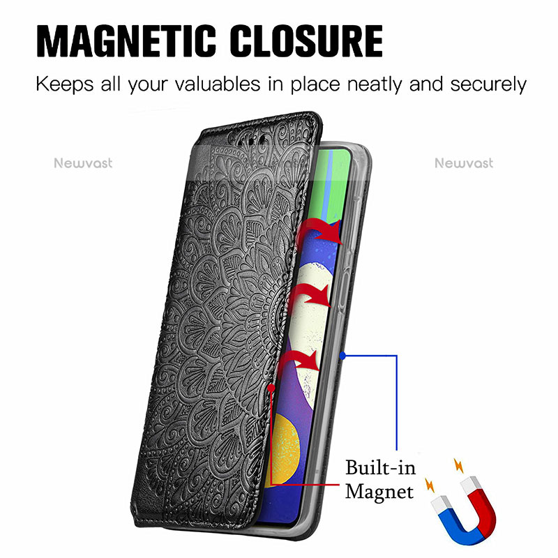 Leather Case Stands Fashionable Pattern Flip Cover Holder S01D for Samsung Galaxy M62 4G