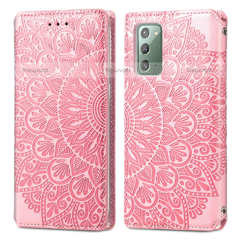 Leather Case Stands Fashionable Pattern Flip Cover Holder S01D for Samsung Galaxy Note 20 5G