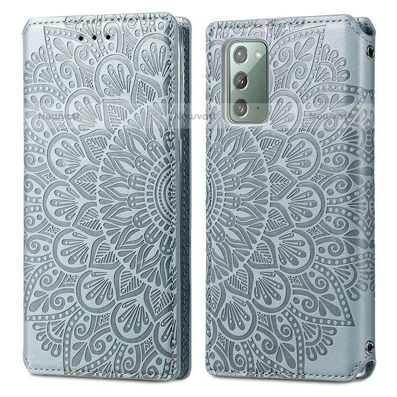 Leather Case Stands Fashionable Pattern Flip Cover Holder S01D for Samsung Galaxy Note 20 5G