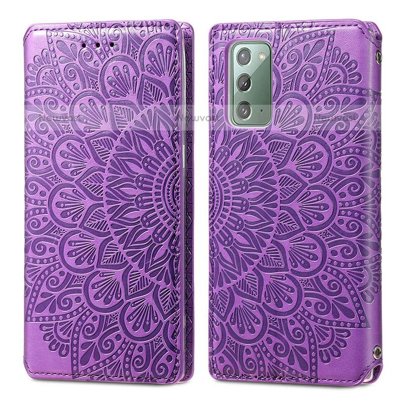 Leather Case Stands Fashionable Pattern Flip Cover Holder S01D for Samsung Galaxy Note 20 5G