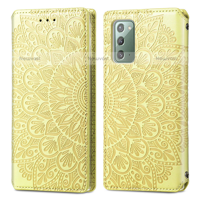 Leather Case Stands Fashionable Pattern Flip Cover Holder S01D for Samsung Galaxy Note 20 5G