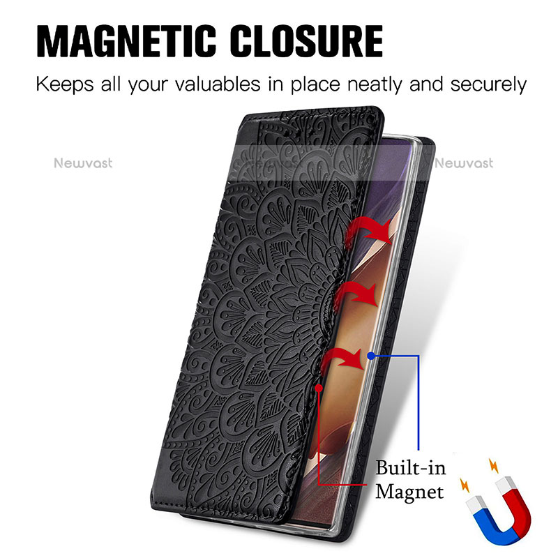 Leather Case Stands Fashionable Pattern Flip Cover Holder S01D for Samsung Galaxy Note 20 Ultra 5G