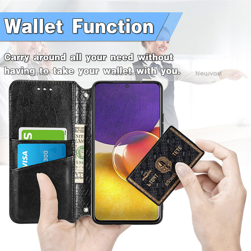 Leather Case Stands Fashionable Pattern Flip Cover Holder S01D for Samsung Galaxy Quantum2 5G