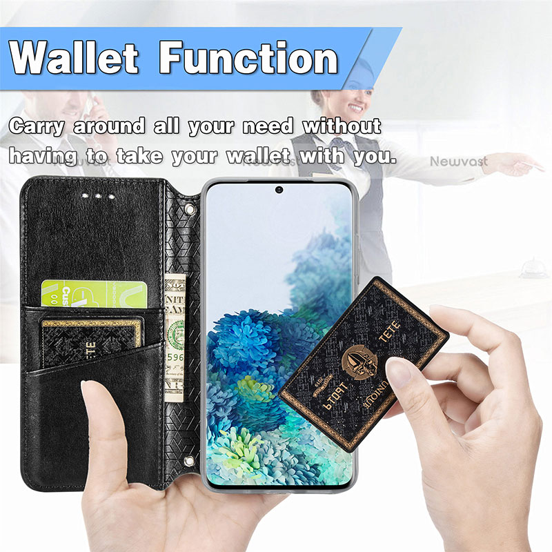 Leather Case Stands Fashionable Pattern Flip Cover Holder S01D for Samsung Galaxy S20 5G