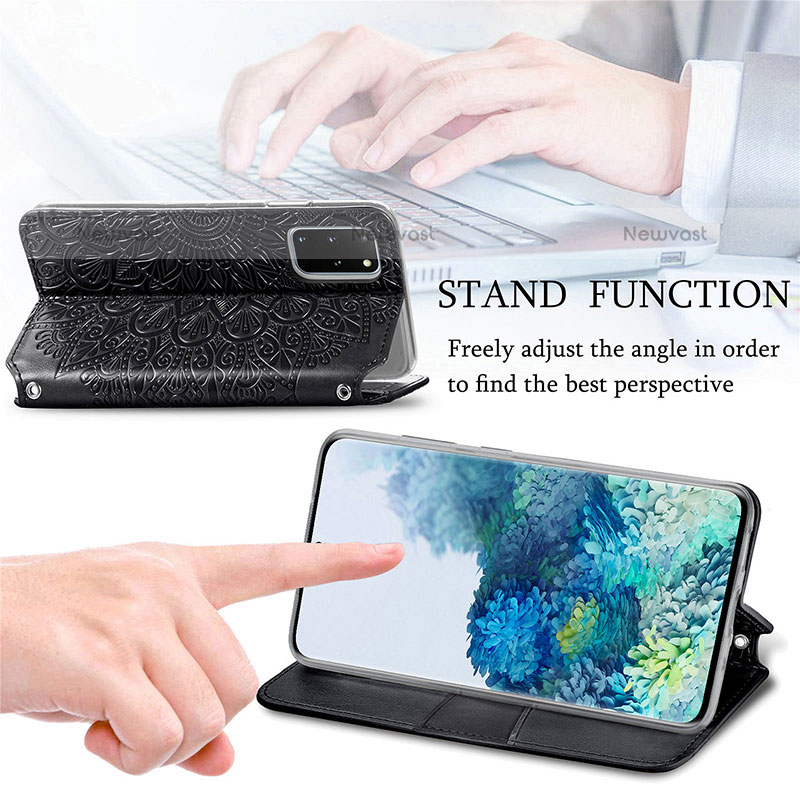 Leather Case Stands Fashionable Pattern Flip Cover Holder S01D for Samsung Galaxy S20 Plus 5G