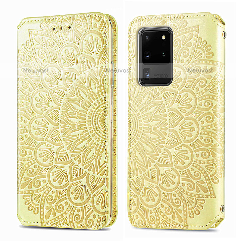 Leather Case Stands Fashionable Pattern Flip Cover Holder S01D for Samsung Galaxy S20 Ultra 5G