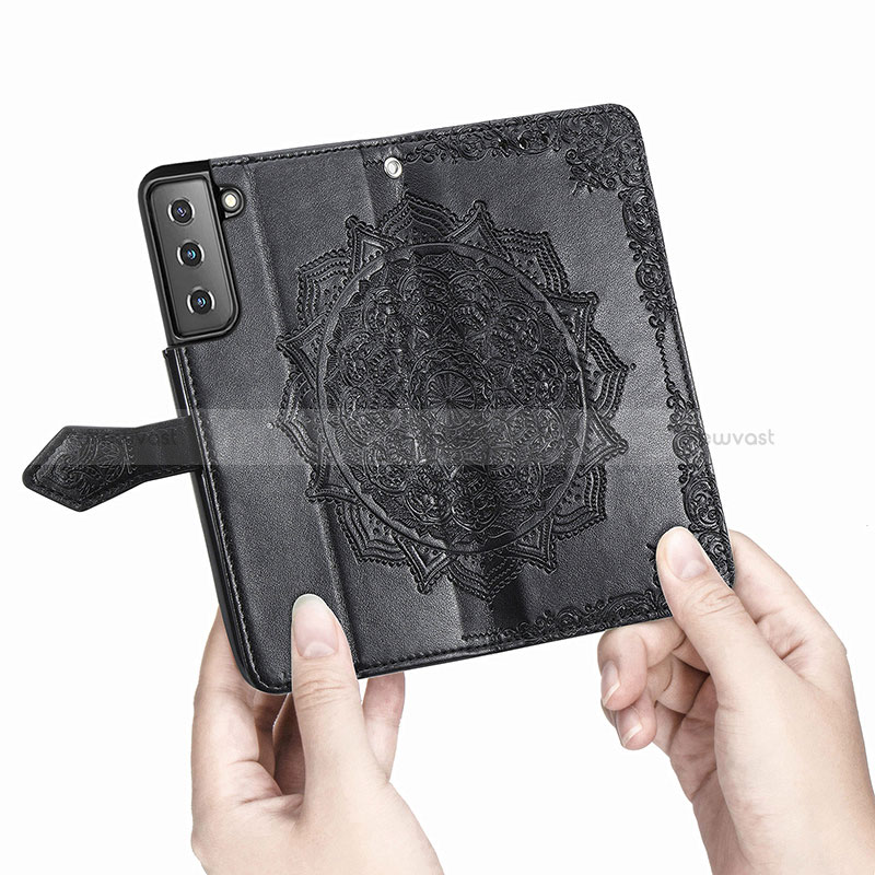 Leather Case Stands Fashionable Pattern Flip Cover Holder S01D for Samsung Galaxy S22 Plus 5G