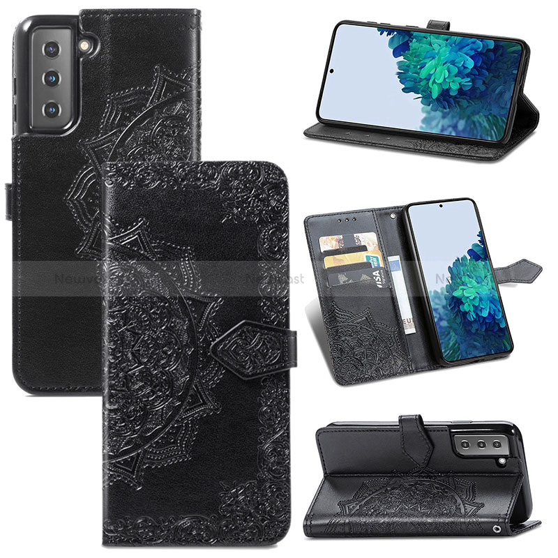 Leather Case Stands Fashionable Pattern Flip Cover Holder S01D for Samsung Galaxy S22 Plus 5G