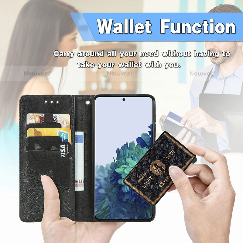 Leather Case Stands Fashionable Pattern Flip Cover Holder S01D for Samsung Galaxy S23 Plus 5G