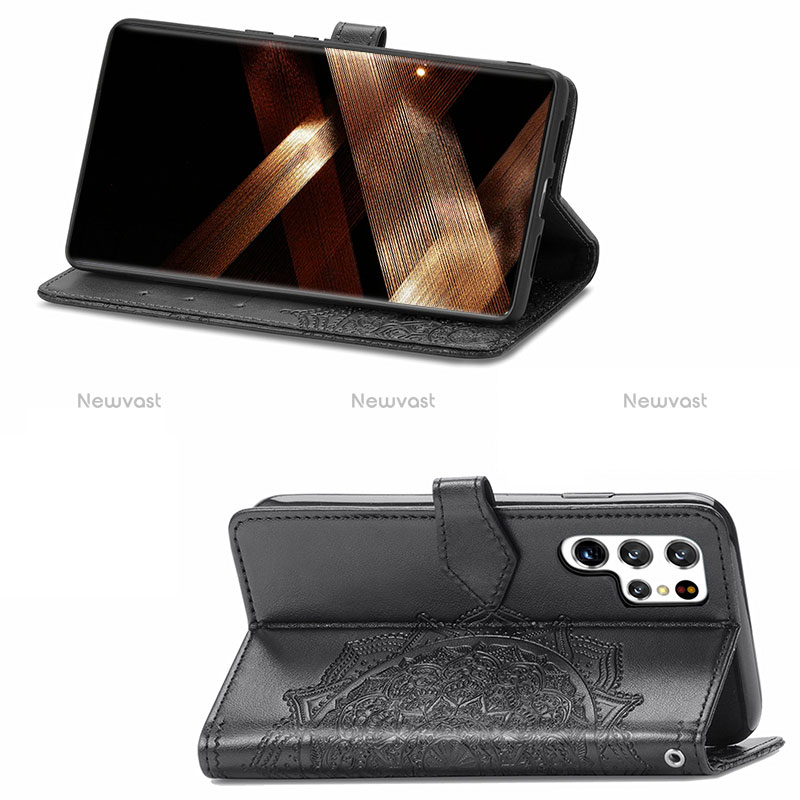 Leather Case Stands Fashionable Pattern Flip Cover Holder S01D for Samsung Galaxy S24 Ultra 5G