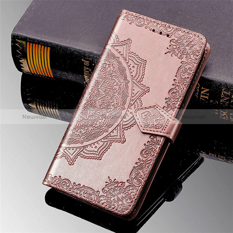 Leather Case Stands Fashionable Pattern Flip Cover Holder S01D for Samsung Galaxy S24 Ultra 5G Pink