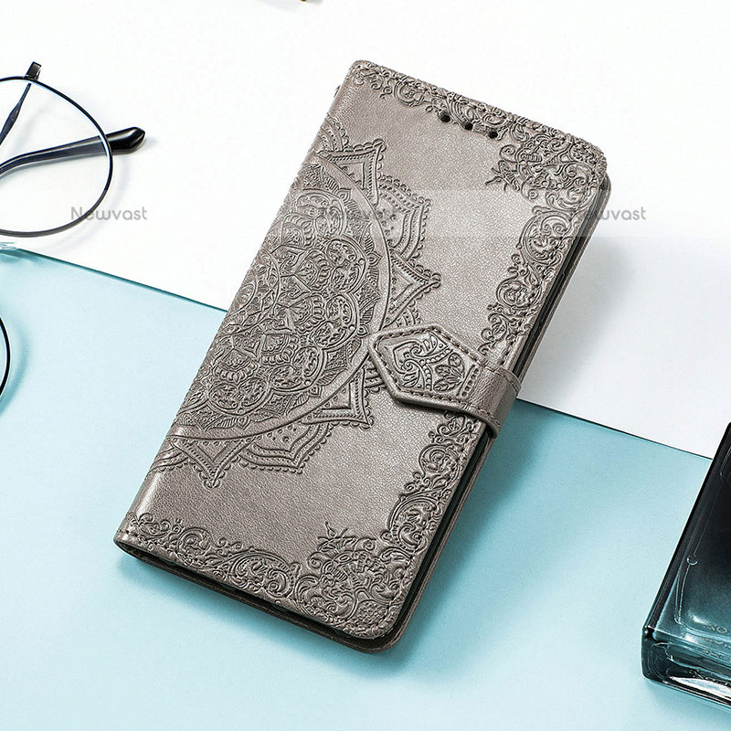 Leather Case Stands Fashionable Pattern Flip Cover Holder S01D for Samsung Galaxy XCover 6 Pro 5G Gray