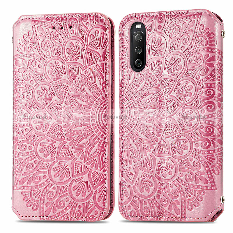 Leather Case Stands Fashionable Pattern Flip Cover Holder S01D for Sony Xperia 10 III SOG04