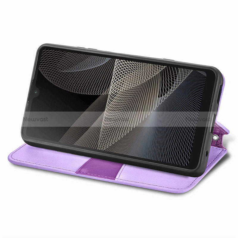 Leather Case Stands Fashionable Pattern Flip Cover Holder S01D for Sony Xperia Ace II SO-41B