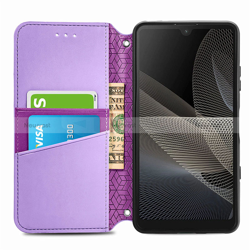 Leather Case Stands Fashionable Pattern Flip Cover Holder S01D for Sony Xperia Ace II SO-41B