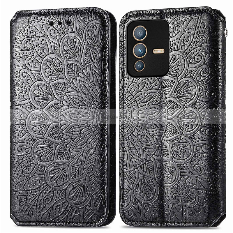 Leather Case Stands Fashionable Pattern Flip Cover Holder S01D for Vivo V23 Pro 5G