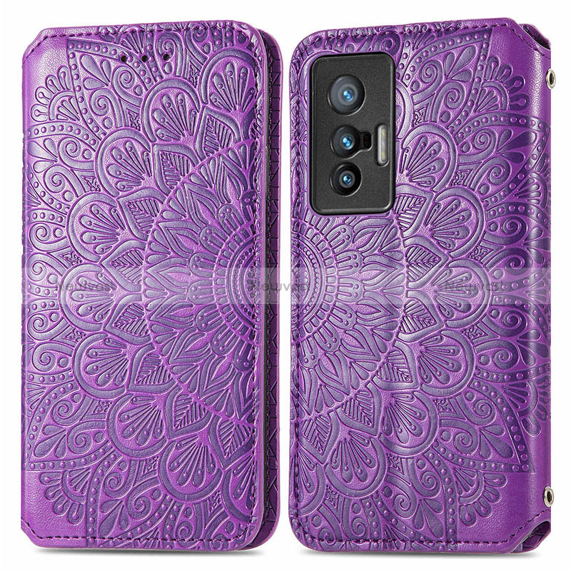 Leather Case Stands Fashionable Pattern Flip Cover Holder S01D for Vivo X70 5G