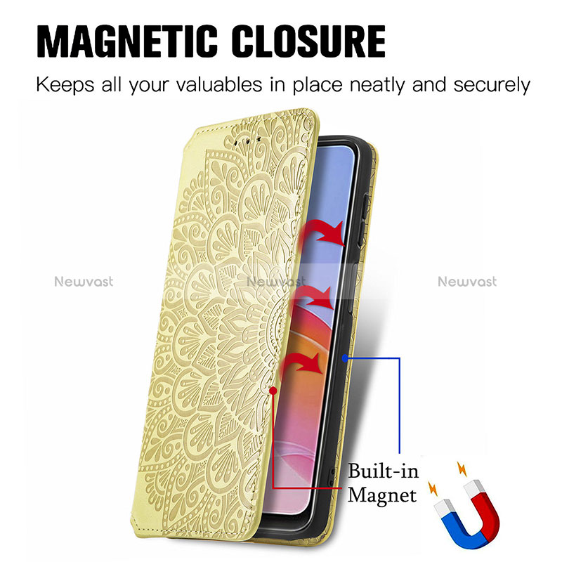 Leather Case Stands Fashionable Pattern Flip Cover Holder S01D for Vivo Y21