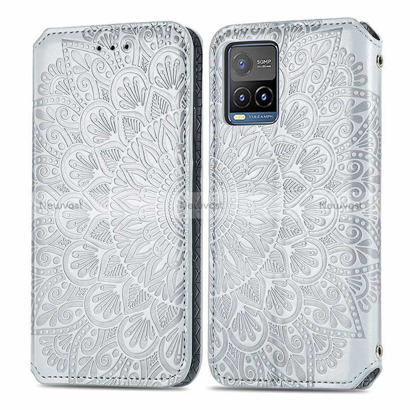 Leather Case Stands Fashionable Pattern Flip Cover Holder S01D for Vivo Y21a