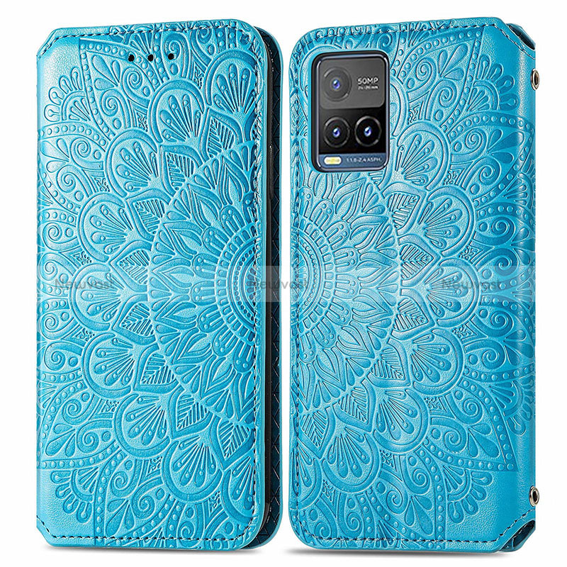 Leather Case Stands Fashionable Pattern Flip Cover Holder S01D for Vivo Y21G