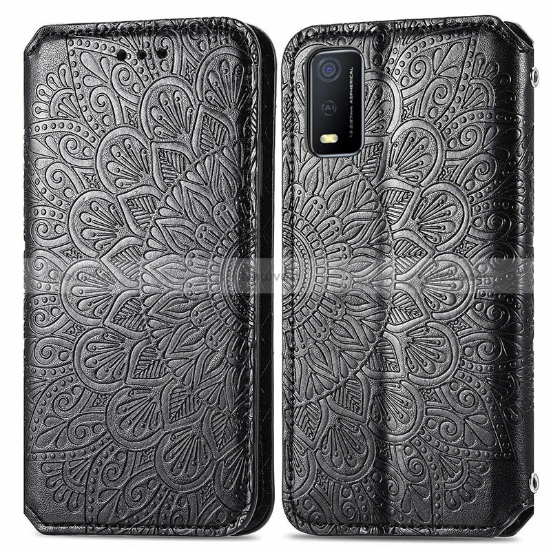 Leather Case Stands Fashionable Pattern Flip Cover Holder S01D for Vivo Y3s (2021)