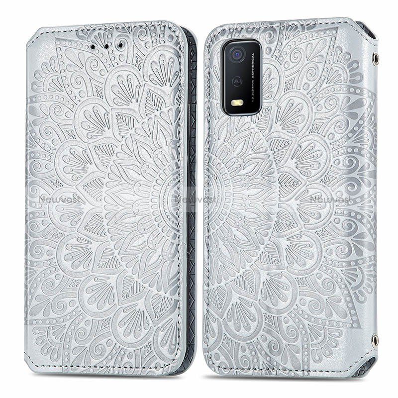 Leather Case Stands Fashionable Pattern Flip Cover Holder S01D for Vivo Y3s (2021)