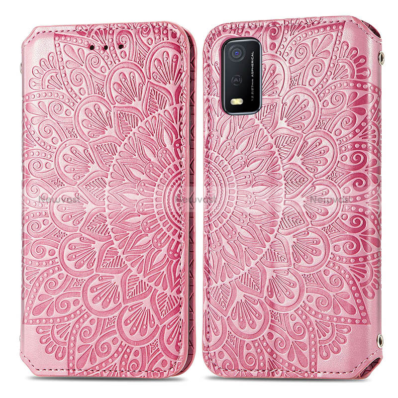 Leather Case Stands Fashionable Pattern Flip Cover Holder S01D for Vivo Y3s (2021)