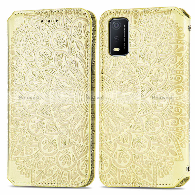 Leather Case Stands Fashionable Pattern Flip Cover Holder S01D for Vivo Y3s (2021)