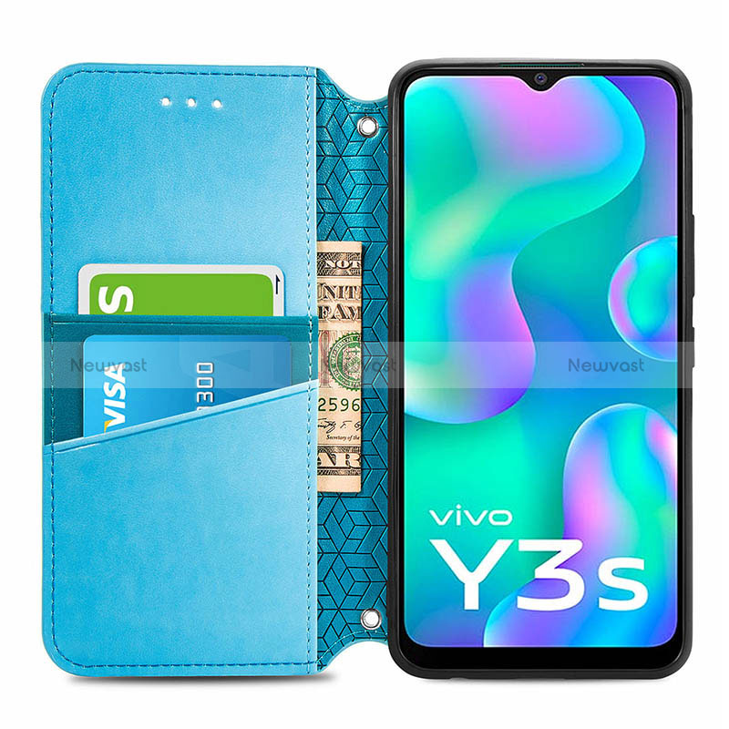 Leather Case Stands Fashionable Pattern Flip Cover Holder S01D for Vivo Y3s (2021)