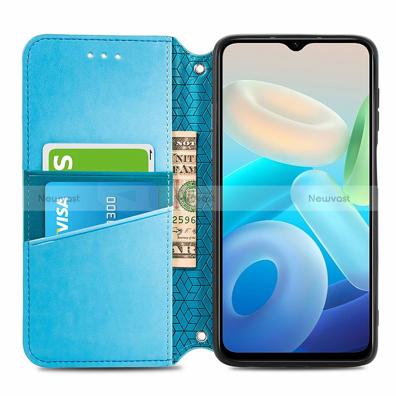 Leather Case Stands Fashionable Pattern Flip Cover Holder S01D for Vivo Y74s 5G