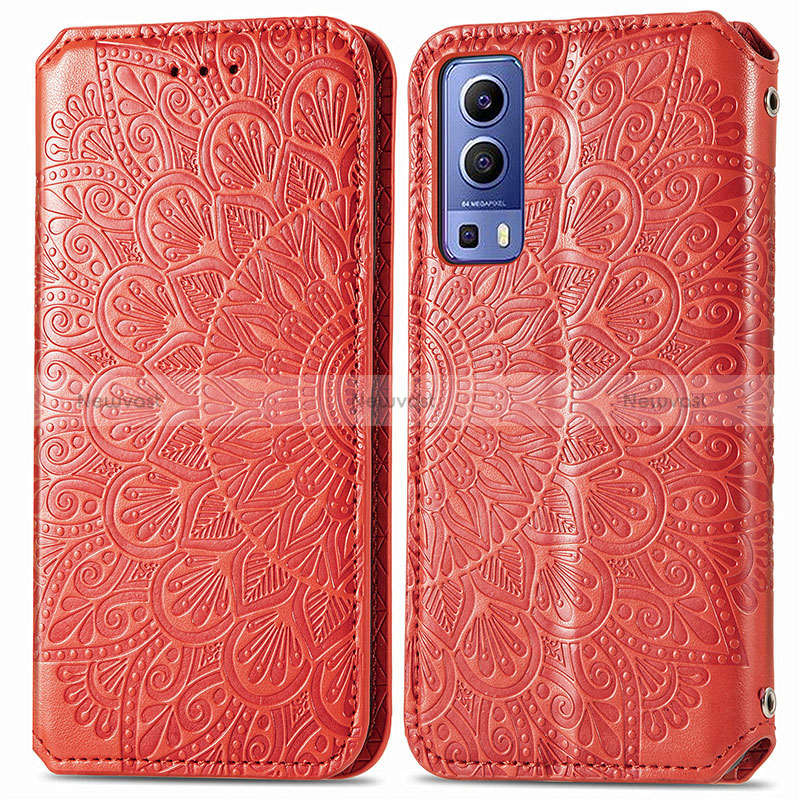 Leather Case Stands Fashionable Pattern Flip Cover Holder S01D for Vivo Y75s 5G