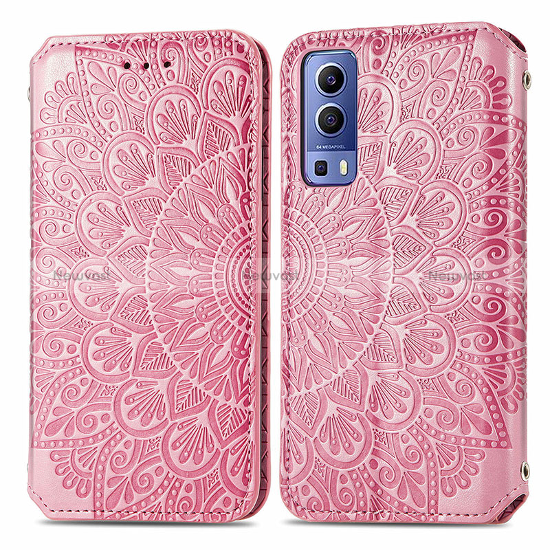 Leather Case Stands Fashionable Pattern Flip Cover Holder S01D for Vivo Y75s 5G