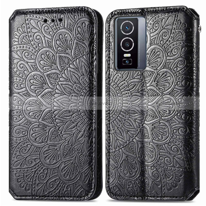 Leather Case Stands Fashionable Pattern Flip Cover Holder S01D for Vivo Y76 5G