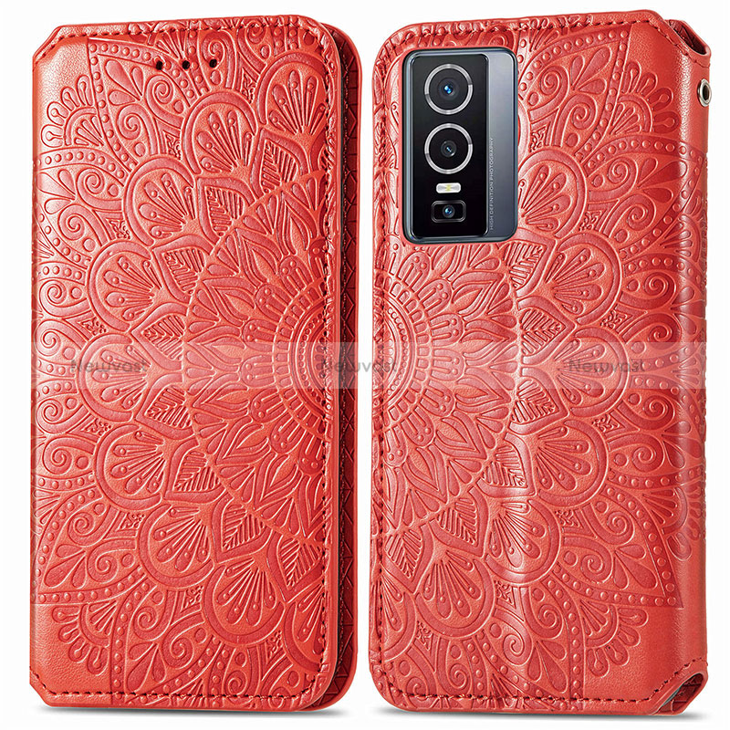 Leather Case Stands Fashionable Pattern Flip Cover Holder S01D for Vivo Y76 5G