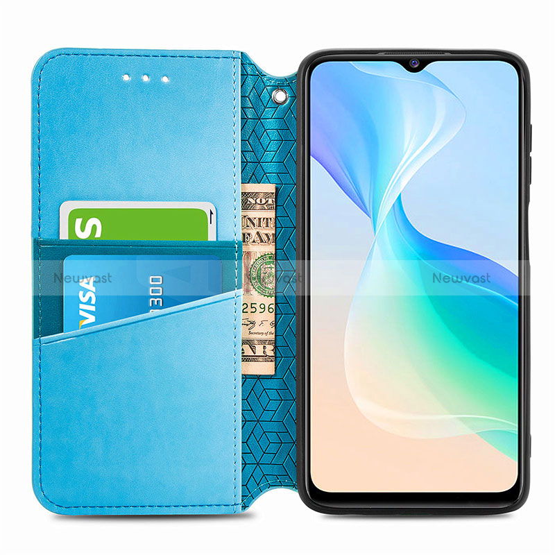 Leather Case Stands Fashionable Pattern Flip Cover Holder S01D for Vivo Y76 5G