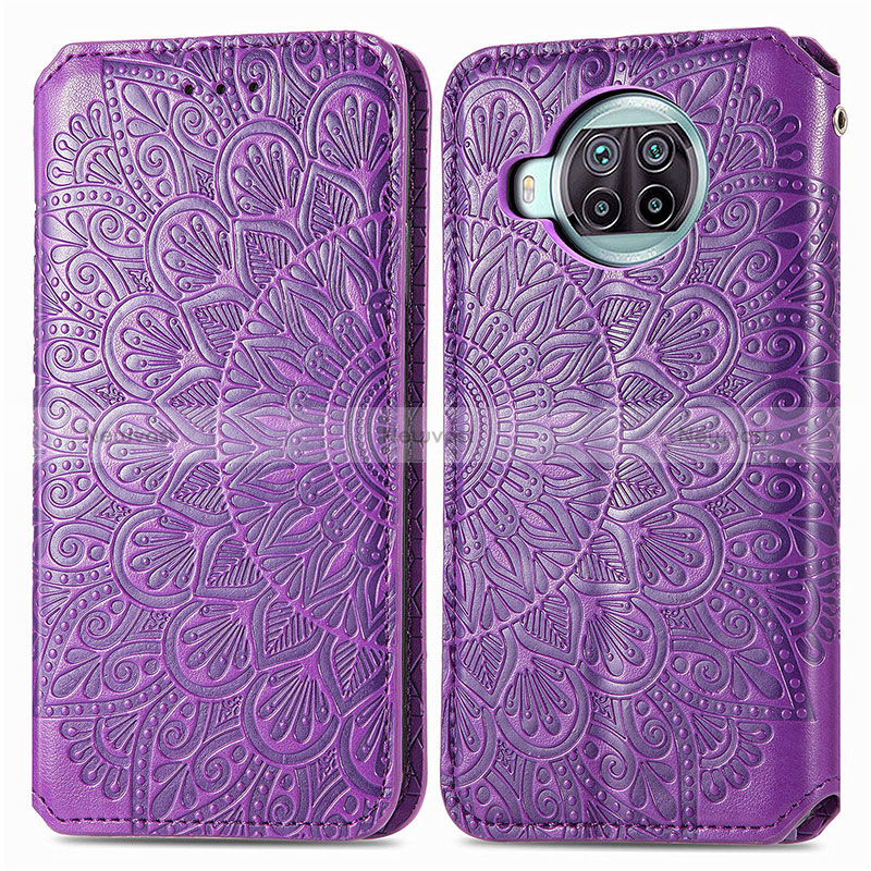 Leather Case Stands Fashionable Pattern Flip Cover Holder S01D for Xiaomi Mi 10i 5G Purple