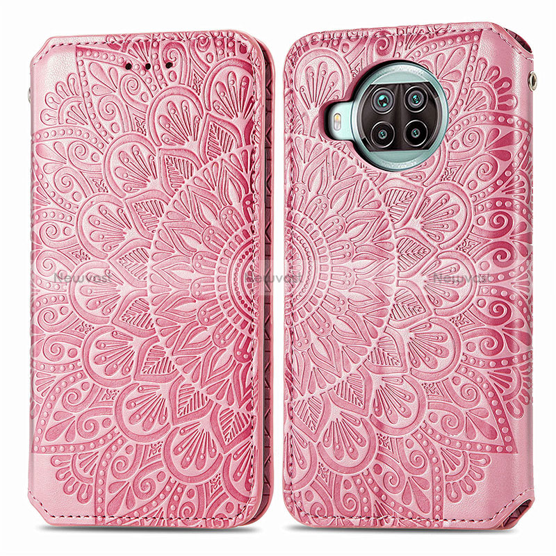 Leather Case Stands Fashionable Pattern Flip Cover Holder S01D for Xiaomi Mi 10i 5G Rose Gold