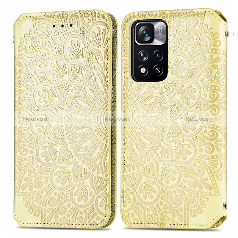 Leather Case Stands Fashionable Pattern Flip Cover Holder S01D for Xiaomi Mi 11i 5G (2022) Gold
