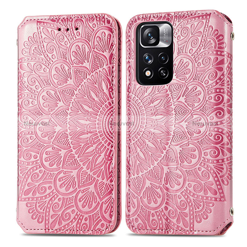 Leather Case Stands Fashionable Pattern Flip Cover Holder S01D for Xiaomi Mi 11i 5G (2022) Rose Gold