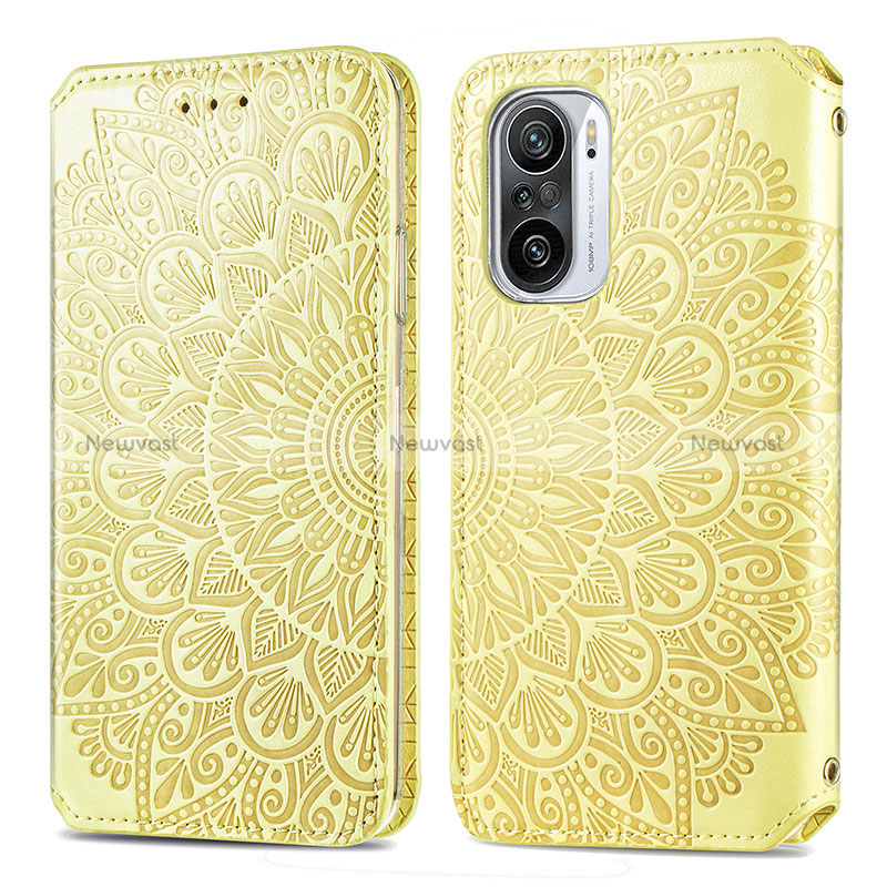 Leather Case Stands Fashionable Pattern Flip Cover Holder S01D for Xiaomi Mi 11X 5G Gold