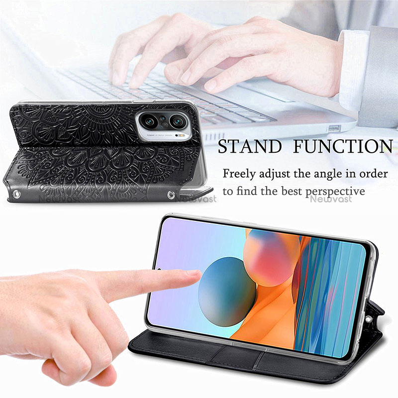 Leather Case Stands Fashionable Pattern Flip Cover Holder S01D for Xiaomi Poco F3 5G