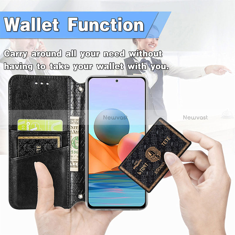 Leather Case Stands Fashionable Pattern Flip Cover Holder S01D for Xiaomi Poco F3 5G